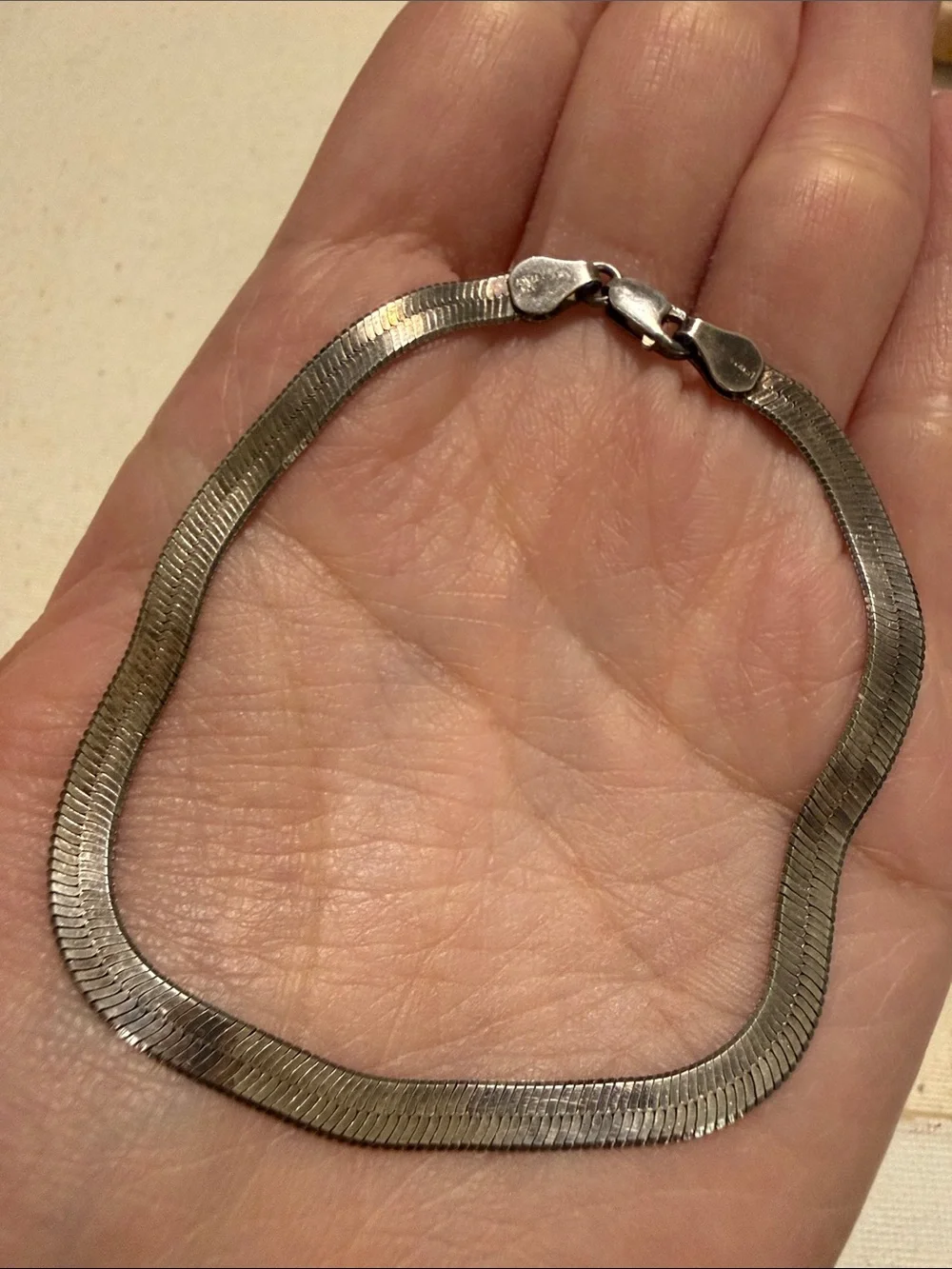 Sterling Silver 925 Herringbone Chain Necklace 8inch